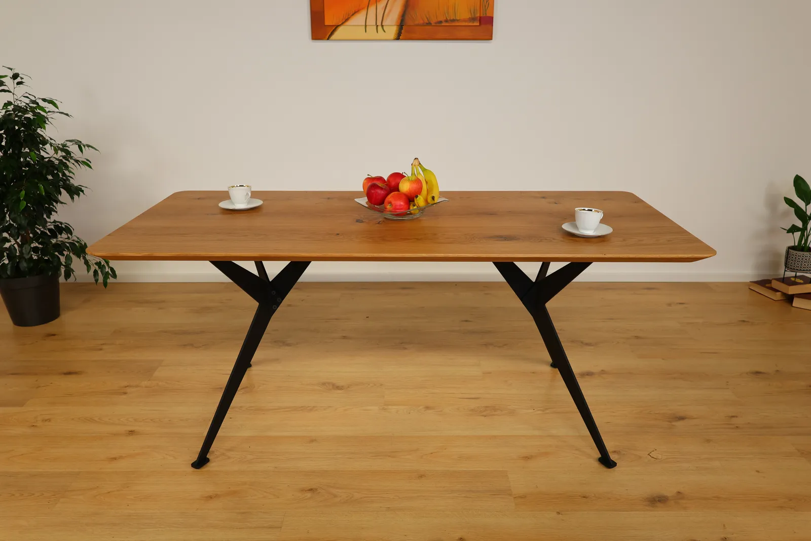 The Zenith European Oak Dining Table with Starburst Legs